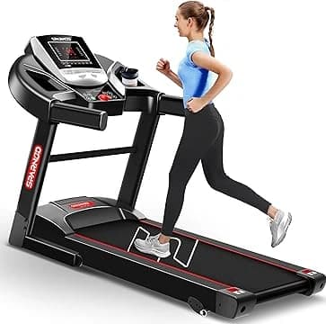 parnod Fitness STH-1200 Motorized Treadmill for Home Use, 4 HP Peak DC Motor, 12 km/hr Speed, 110 kg Max User Weight, 12 Preset Workouts, Manual Incline, Hi-Fi Speaker, Safety Key,Black