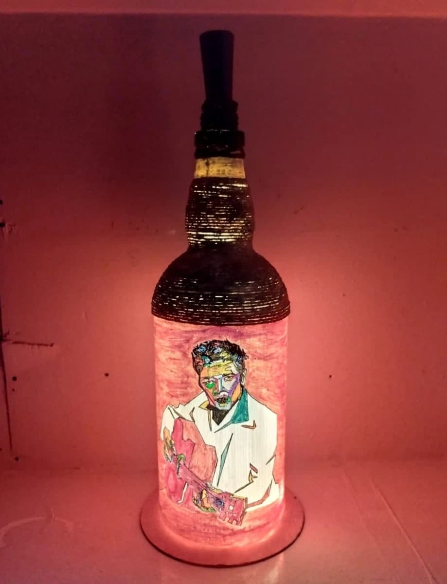 Handmade Bottle Craft With Light - Elvis Parsley - Unique Gift Item