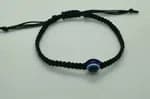 1Pcs Unisex Black Braided Thread Evil Eye Bracelet - Handmade Adjustable Nazar Protection Charm Wristband for Men, Women & Couples
