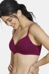 Zivame Padded Non-Wired 3/4th Coverage Ultra Low Back T-Shirt Bra - Beet Red