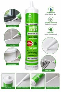 Acrylic Sealant Waterproof Gap Filler – Paintable Water Based Silicone for Tiles, Sink, Window & Commode