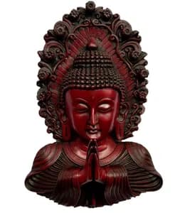Handmade Red Buddha Wall Hanging Statue Zen Meditation Home Decor