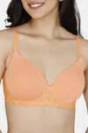 Zivame Padded Non Wired 3/4th Coverage T-Shirt Bra - Cantaloupe