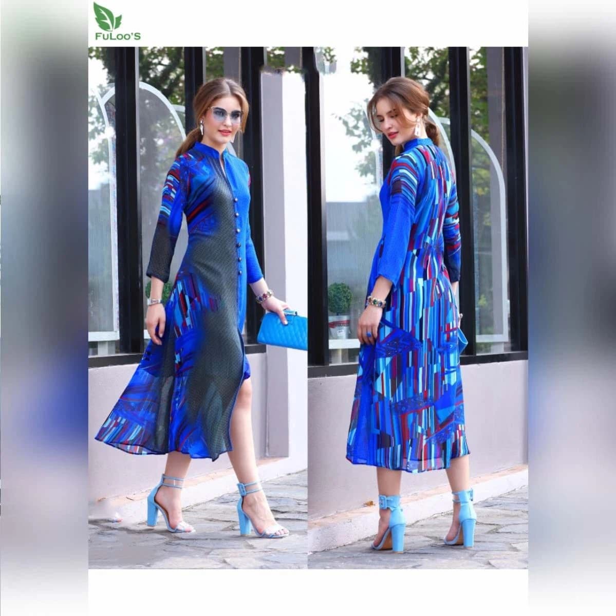 FuLoo's Inspire Dress Heavy Crazy Printed Georgette #1218
