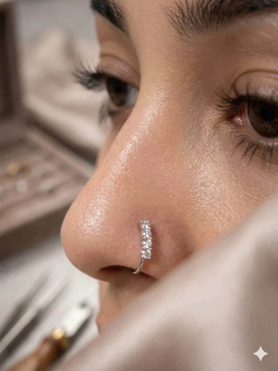 Adjustable Faux Diamond Nose Hoop