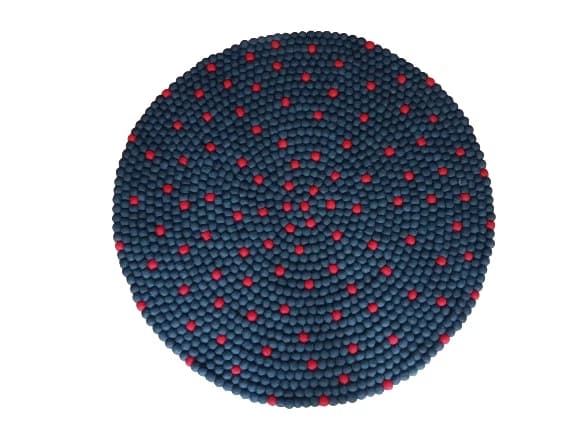 Handmade Navy Blue Felt Ball Carpet (100cm Round) - 100% Pure New Zealand Wool Rug