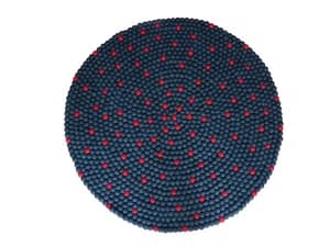 Handmade Navy Blue Felt Ball Carpet (100cm Round) - 100% Pure New Zealand Wool Rug