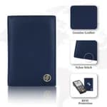 HAMMONDS FLYCATCHER Prussian Blue Leather Unisex RFID Blocking Passport Holder (PH602BNL) - Leather Passport Holder |