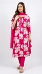 red frolar print kurti set