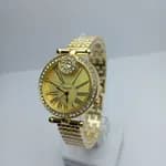 Golden colour Fashionable  Round Dial Stainless Steel Waterproof Watch For Women