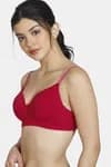 Zivame Star Strap Padded Non Wired 3/4th Coverage T-Shirt Bra-Barbados Cherry