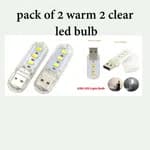 USB LED night Light Bulb Book Reading night lighting Lamp 3LEDs high power bright