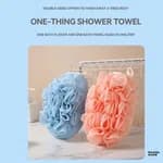 2-in-1 Bath Exfoliating Mitt Glove With Mesh Loofah Puff Body Scrubber Dead Skin Remover