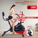 BODy GYM Dual Action Air Bike/Exercise Bike for Home |Gym Cycle for Workout With Adjustable Cushioned Seat | Non-Slip Pedals | Moving Handles Black Gym Bike, Max user weight 120 KG