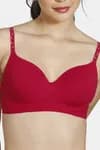 Zivame Star Strap Padded Non Wired 3/4th Coverage T-Shirt Bra-Barbados Cherry