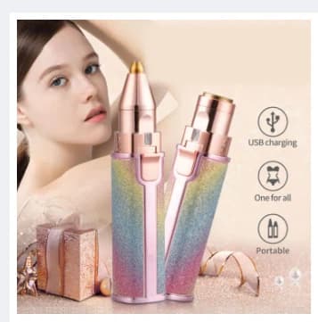 2 In 1 Electric Eyebrow Trimmer & Painless Facial Hair Remover For Women – Rainbow Glitter Finish