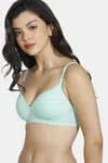 Zivame Padded Non Wired 3/4th Coverage T-Shirt Bra - Green