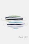 Zivame Reusable 2 Layer Printed Knit Cotton Antiviral Face Mask (Pack of 2) For Women - Navy Green Strp