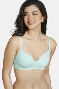 Zivame Padded Non Wired 3/4th Coverage T-Shirt Bra - Green