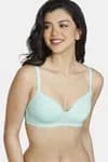 Zivame Padded Non Wired 3/4th Coverage T-Shirt Bra - Green