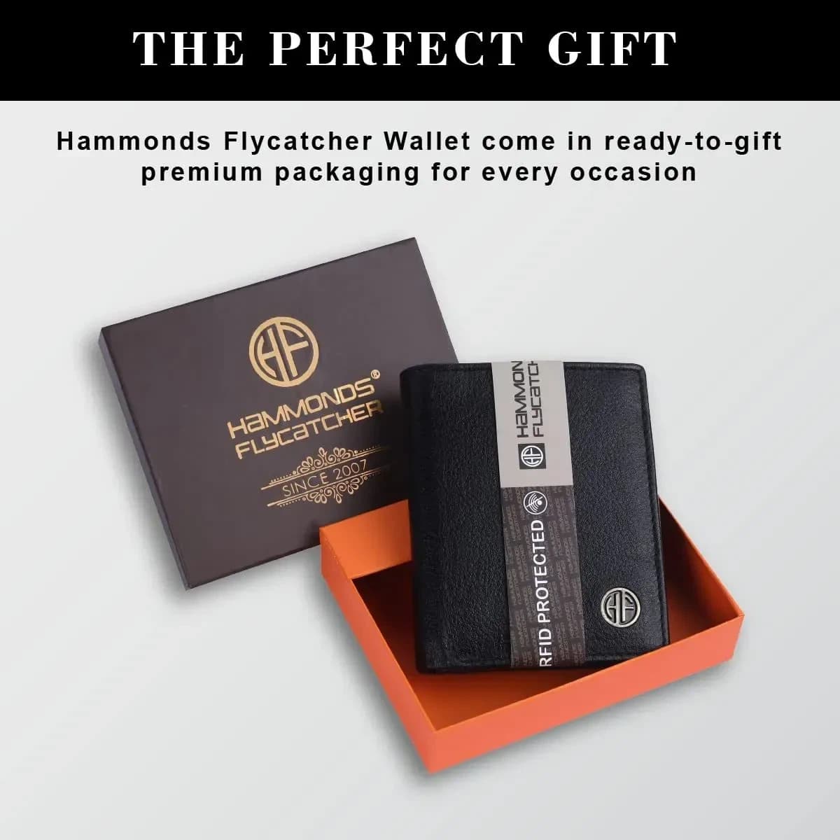 Hammonds Flycatcher RFID Protected Black Leather Wallet For Men