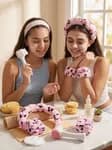3Pcs Pink Leopard Print Spa Headband and Wristband Set - Puffy Sponge Makeup Hairband & Water Absorbent Wrist Washbands Skincare Combo Pack for Women & Girls