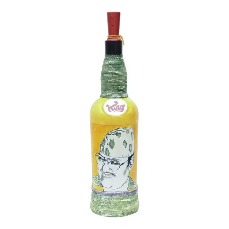 King Birendra Printed Handmade Craft Bottle With Light Lamp