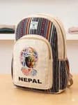 Handmade Nepali Natural Hemp Backpack - Authentic Eco-Friendly Travel & College Bag with Buddha Eyes / Everest Print for Men & Women