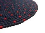 Handmade Navy Blue Felt Ball Carpet (100cm Round) - 100% Pure New Zealand Wool Rug