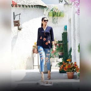 Fuloo Glazier Rayon tops with Embroidery for Women# 1031