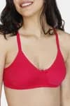 Zivame Double Layered Non Wired 3/4th Coverage Super Support Bra - Red