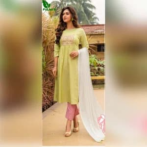 FuLoo's Seashore Pure Cotton Designer Kurti in 3 set #04
