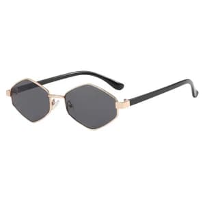 Oudi Premium UV Protected Lens Black Metal Full Rim Sunglasses for Women Gold-Grey