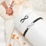 2Pcs 8 Words Infinity Love Couple Bracelets For Women Men Handmade Braided Rope Chain Charm Matching Bracelet Friendship Jewelry