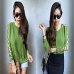 Shoulder full Sleeves Cross Chiffon Stylish & Chic Plain Tops