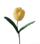 Crochet Yellow Tulip with Fine Leaf -1Pcs