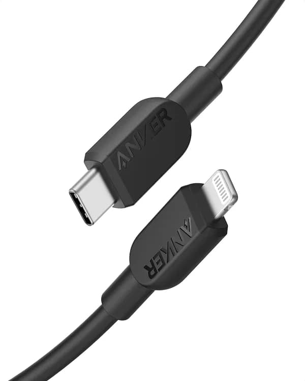 Anker 310 USB C to Lightning Cable (Black, 6ft), MFi Certified, Fast  Charging Cable for iPhone 15 15 Pro 15 Pro Max/ 14 Plus 14 14 Pro Max  13 13 Pro 12 11 X XS XR, Charge an iPhone 15 Pro max upto 50% in just  30 minutes