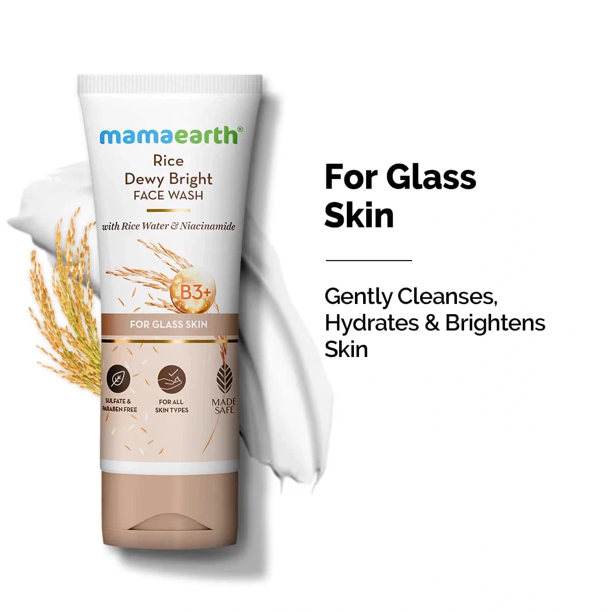 mamaearth Rice Dewy Bright Face Wash With Rice Water & Niacinamide for Glass Skin - 100 ml