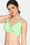 Zivame Modern Grounds Double Layered Non Wired 3/4th Coverage T-Shirt Bra - Green