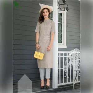 Fablix Pure Cotton designer kurti Only # Pink Chiffon