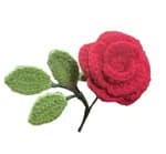 Crochet Red Rose with Leaves -PCs