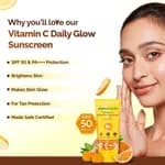 Mamaearth Vitamin C Daily Glow Sunscreen SPF 50 PA++++ – In-Vivo Tested (ISO 24444:2019 Certified, CTRI/2025/05/087276) - 50g