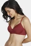 Zivame Padded Non Wired 3/4th Coverage T-Shirt Bra - Sundried Tomato