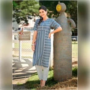 Dove Patterned Cotton fancy designer kurti Only # LGrey