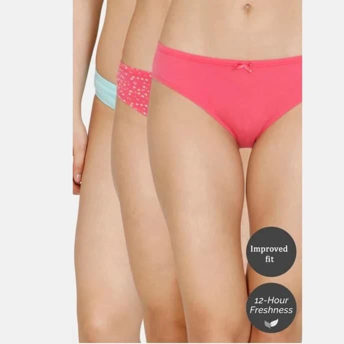 Zivame Bikini Low Rise Anti-Microbial Panty (Pack of 3) For Women - Fruit Blue Dove