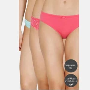 Zivame Bikini Low Rise Anti-Microbial Panty (Pack of 3) For Women - Fruit Blue Dove
