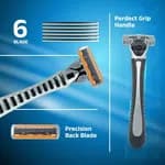 Wetell 6 Blade Razor For Men Shaving Kit - 1 Reusable Handle With 10 Replacement Cartridges Shaving Blades Pack