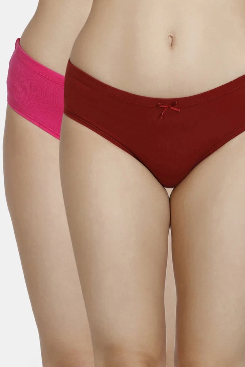 Zivame Anti-Microbial Low Rise Hipster Panty (Pack of 2) For Women - Pink Red
