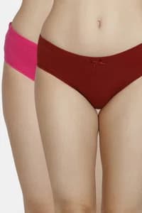 Zivame Anti-Microbial Low Rise Hipster Panty (Pack of 2) For Women - Pink Red