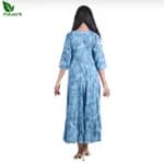 Fuloo's Sky Blue Rayon Anarkali Printed Kurti